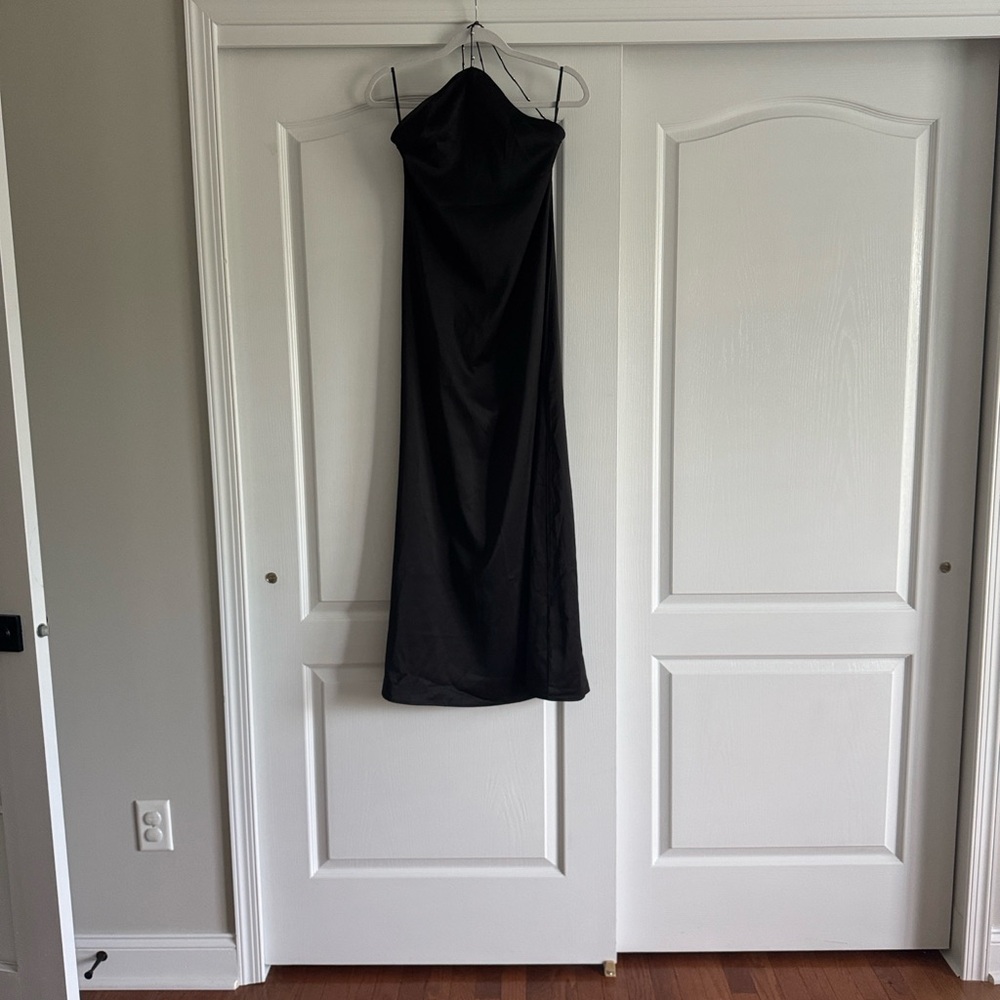 Commense Black Satin Dress
